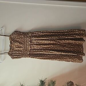 Mid-Length, Brown with White Polka-Dots Dress, Size Small